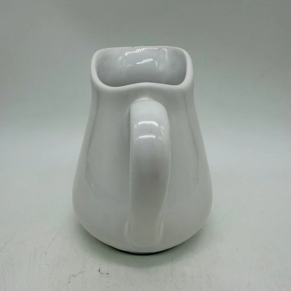 White Ceramic Pitcher Creamer Gravy Boat Farmhouse Style Kitchenware Excellent